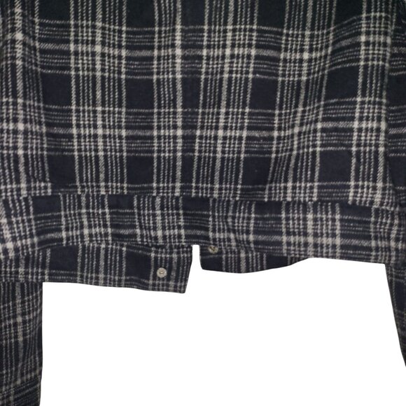 FASHION NOVA | NEW Navy Blue Plaid Front Pockets Cropped Jacket - Picture 8 of 14